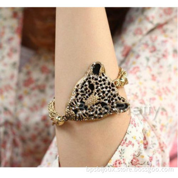 Bracelet Fashion Luxury Rhinstone Leopard Head Metal Chain Tassels Design